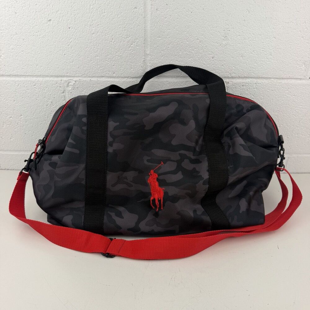 Polo Ralph Lauren Duffel Gym Travel Bag Camo Red Big Pony
